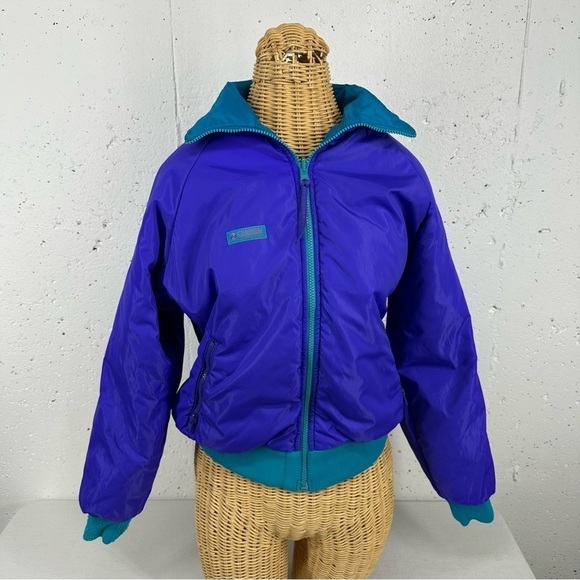 Vintage Columbia Medium Purple & Turquoise Reversible Ski Jacket - Picture 8 of 15